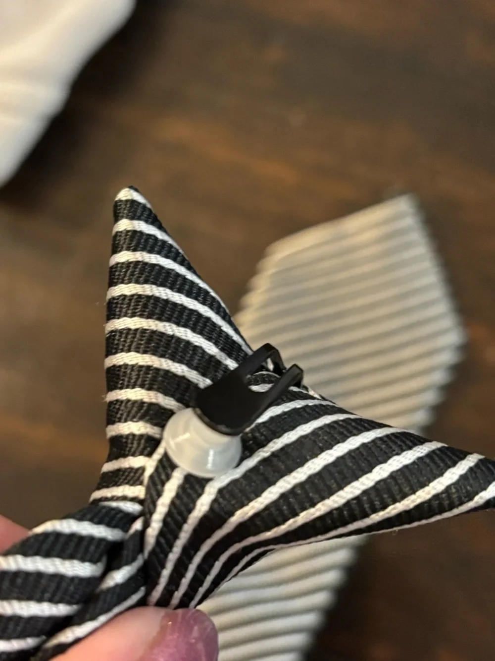 Classic Black and White or silver Striped clip-on Tie - boys